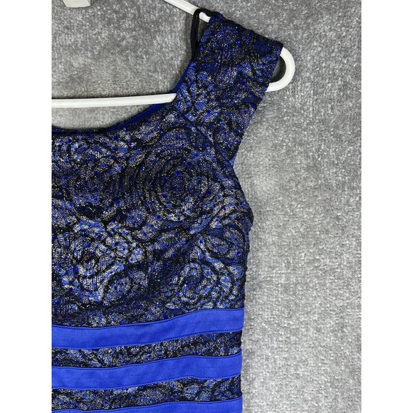 La Scala Iridescent Sequin Sleeveless Fitted Maxi Formal Dress Womens Small Blue - Picture 5 of 16